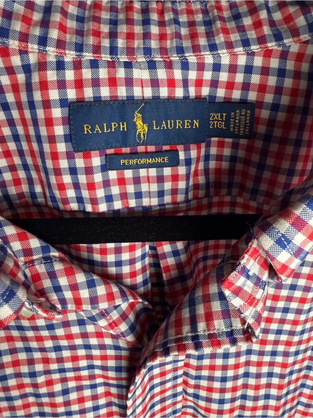 Ralph Lauren Red and Blue Gingham Button-Down Shirt - Picture 4 of 5